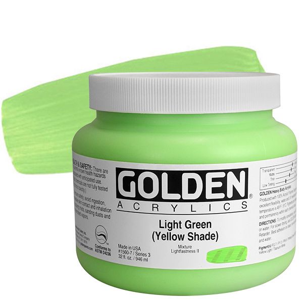 GOLDEN Heavy Body Acrylic 32 oz Jar - Light Green (Yellow Shade)