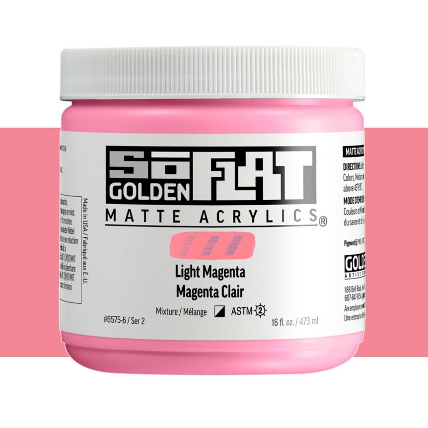 GOLDEN SoFlat Matte Acrylic - Light Magenta, 16oz Jar