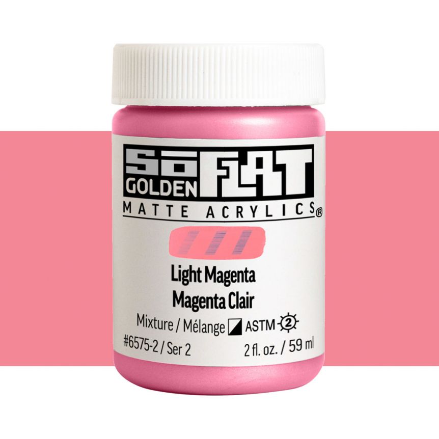 GOLDEN SoFlat Matte Acrylic - Light Magenta, 2oz Jar