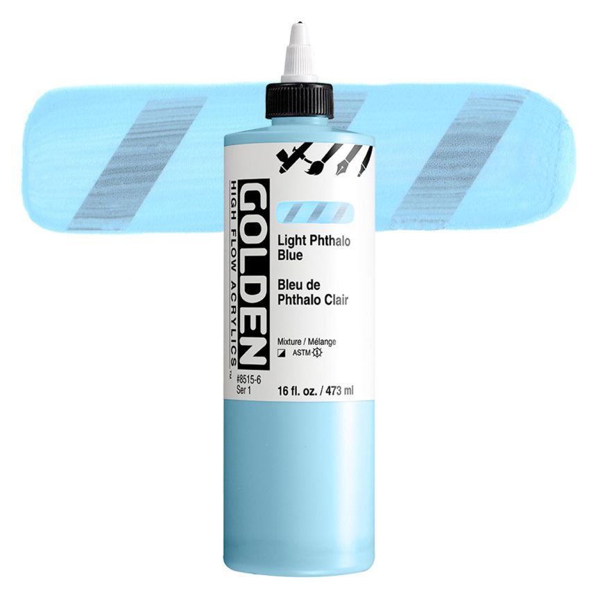 Golden High Flow Acrylic - Light Phthalo Blue, 16oz Bottle