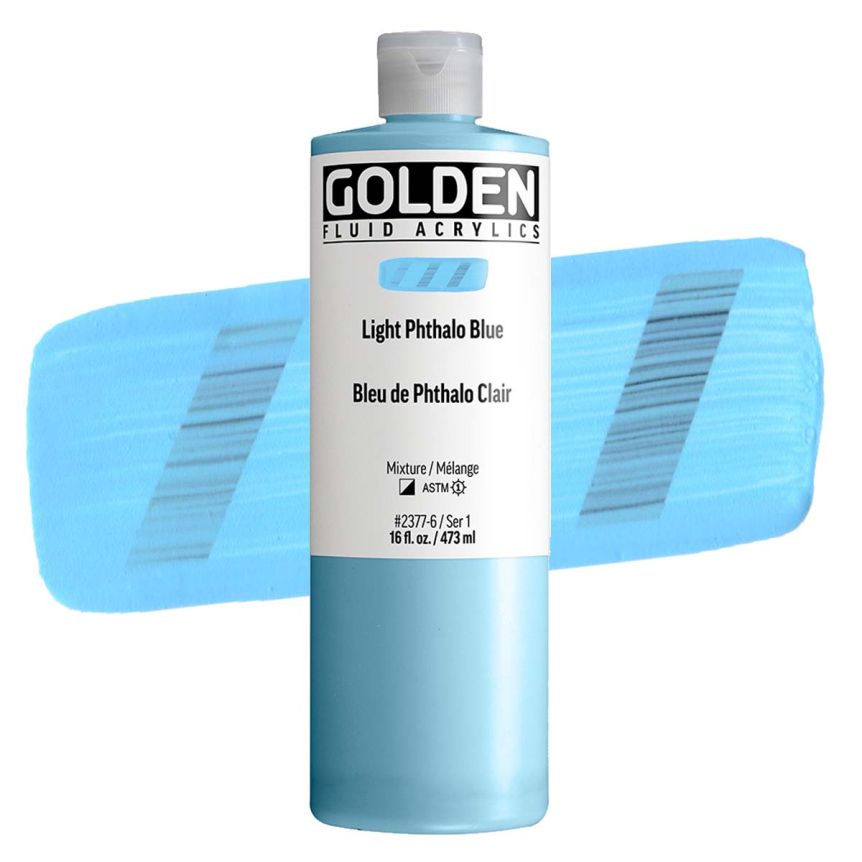 Golden Fluid Acrylic Light Phthalo Blue, 16oz