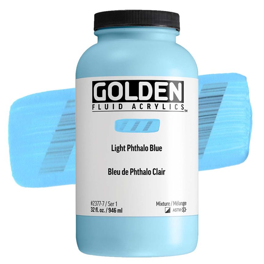 Golden Fluid Acrylic Light Phthalo Blue, 32oz