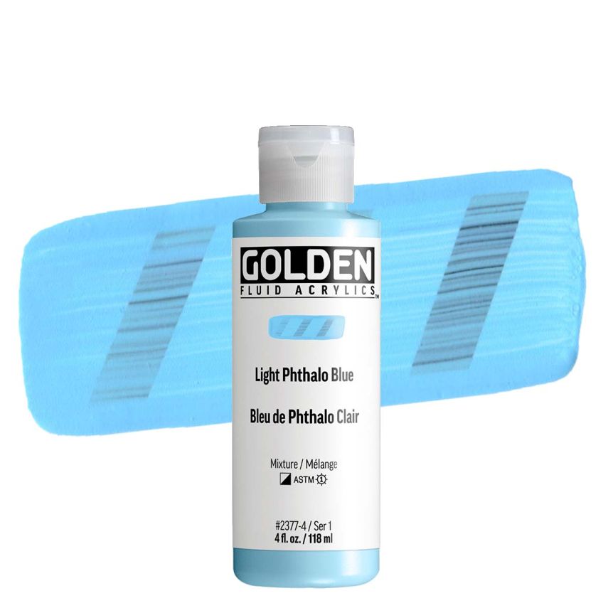 Golden Fluid Acrylic Light Phthalo Blue, 4oz 
