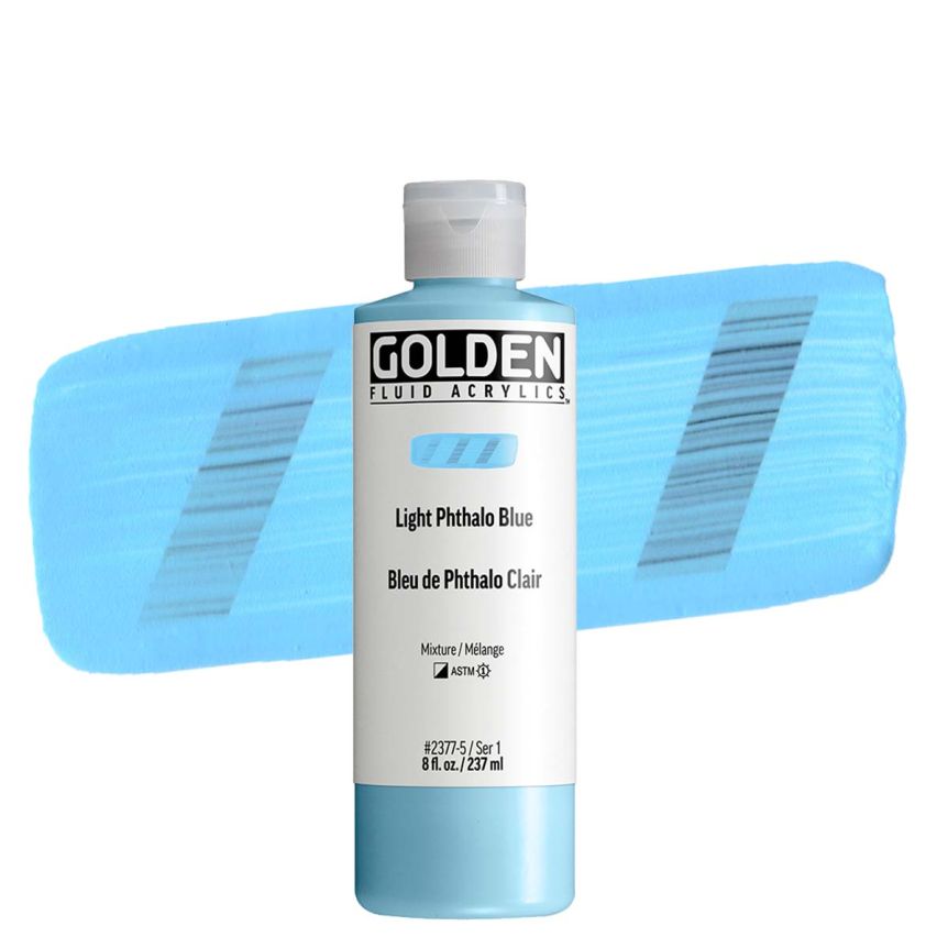 Golden Fluid Acrylic Light Phthalo Blue, 8oz