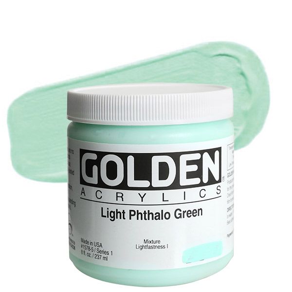 GOLDEN Heavy Body Acrylics - Light Phthalo Green, 8oz Jar