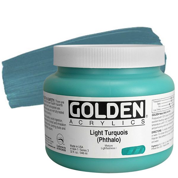 GOLDEN Heavy Body Acrylic 32 oz Jar - Light Turquoise Phthalo