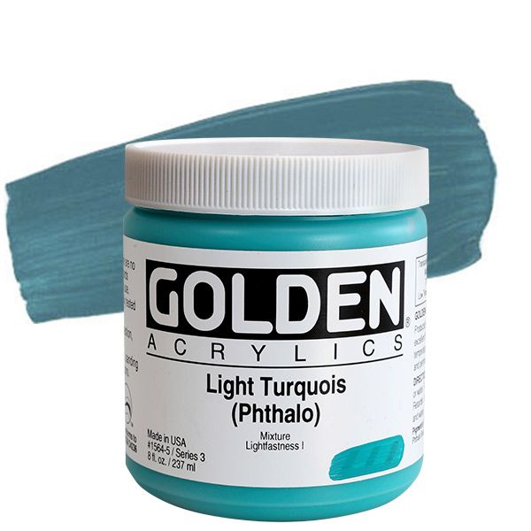 GOLDEN Heavy Body Acrylic 8 oz Jar - Light Turquoise Phthalo