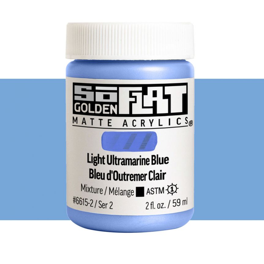 GOLDEN SoFlat Matte Acrylic - Light Ultramarine Blue, 2oz Jar