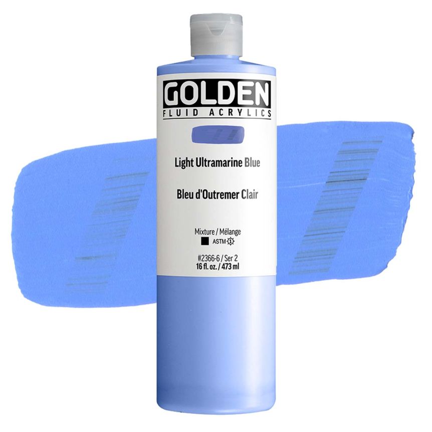 Golden Fluid Acrylic Light Ultramarine Blue, 16oz 
