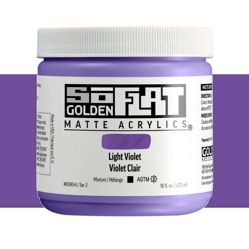 GOLDEN SoFlat Matte Acrylic - Light Violet, 16oz Jar