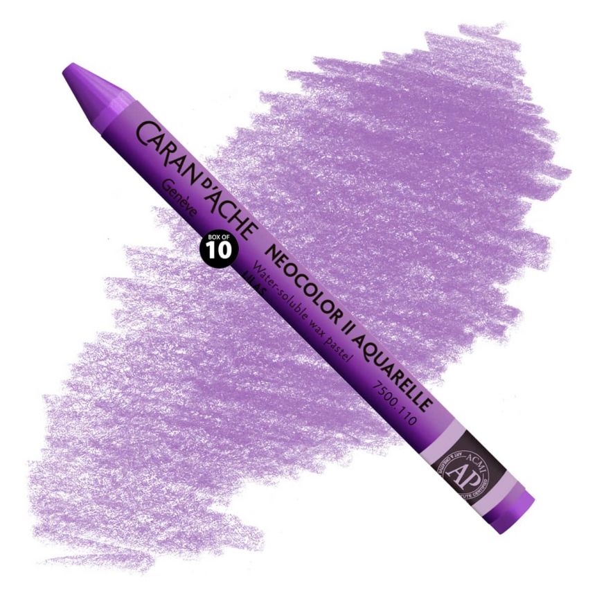 Caran d'Ache Neocolor II Water-Soluble Wax Pastels - Lilac, No. 110 (Box of 10)