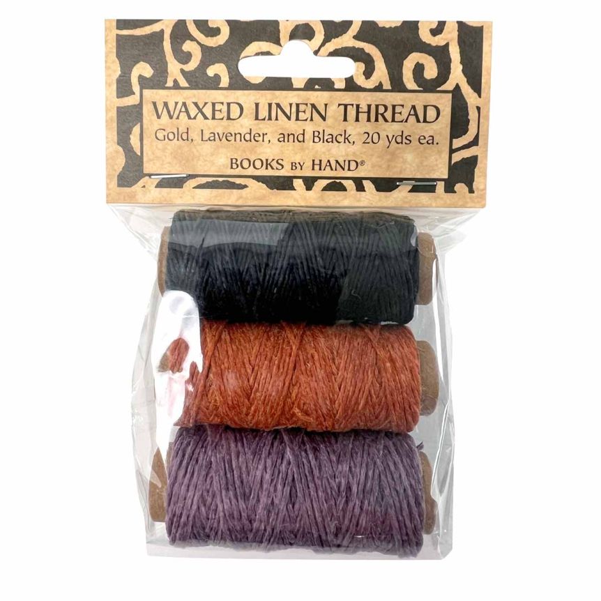 Books by Hand 3 Color Pack Waxed Linen Thread 20yd Spools