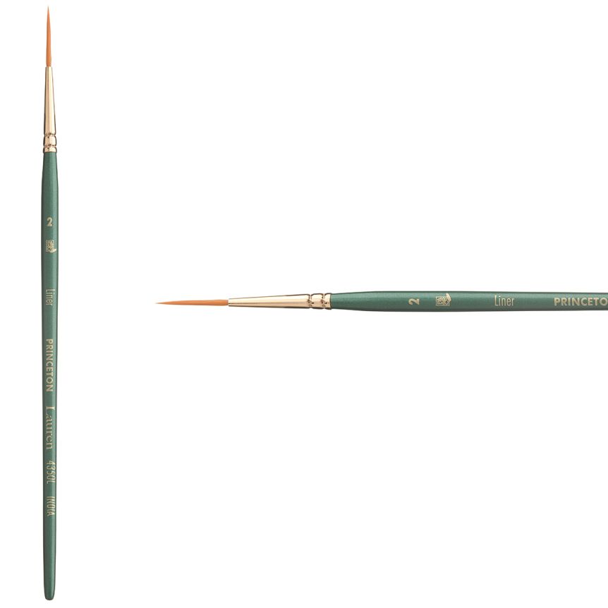 Princeton Lauren Series 4350 Golden Synthetic Brush - Liner, Short Handle, Size 2