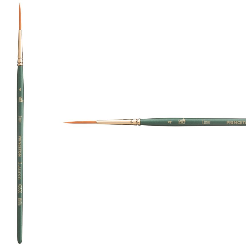 Princeton Lauren Series 4350 Golden Synthetic Brush - Liner, Short Handle, Size 4