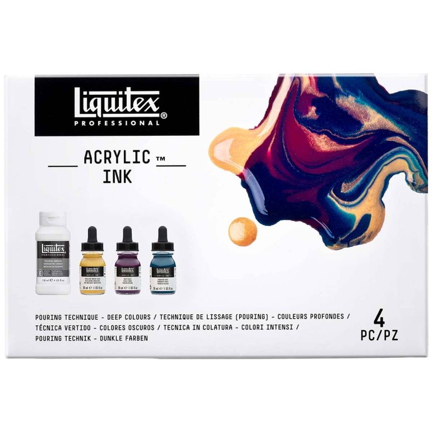 Liquitex Professional Acrylic Ink Pouring Technique Sets - Deep Colors (Set of 4)