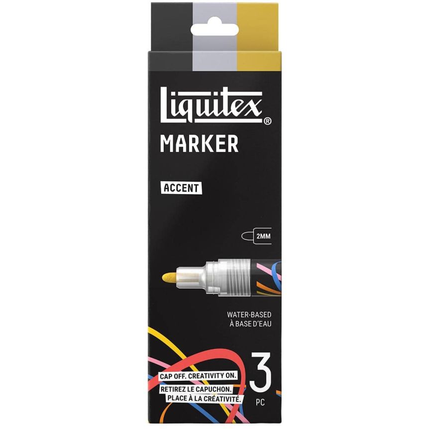 Liquitex Marker - Accent Set of 3, Bullet Tip, 2 mm