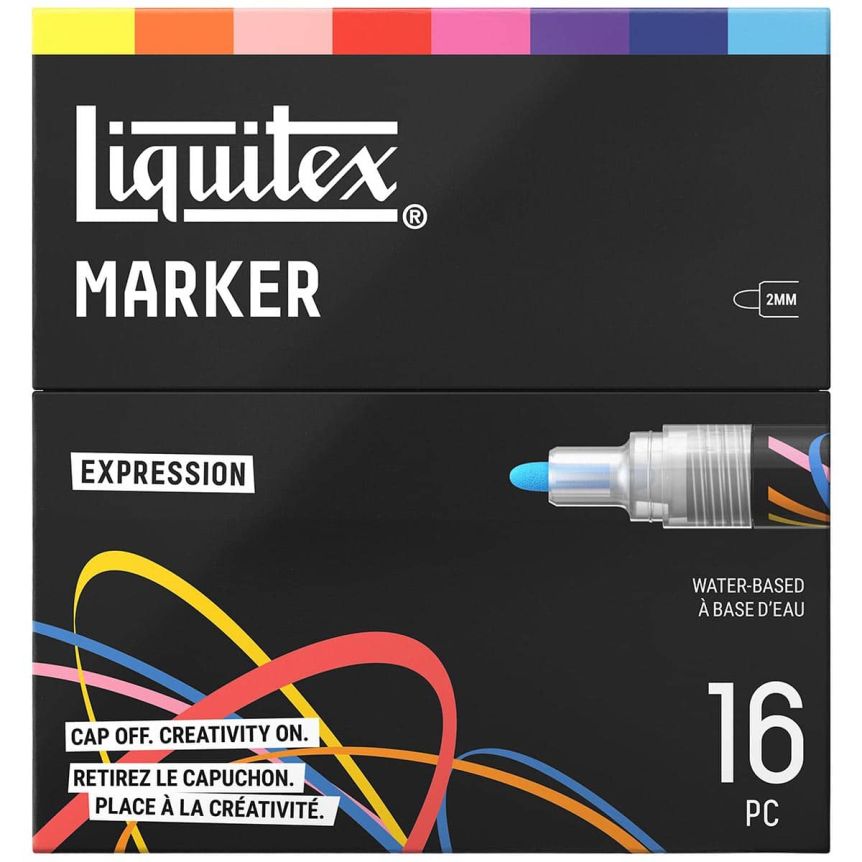 Liquitex Marker - Expression Set of 16, Bullet Tip, 2 mm