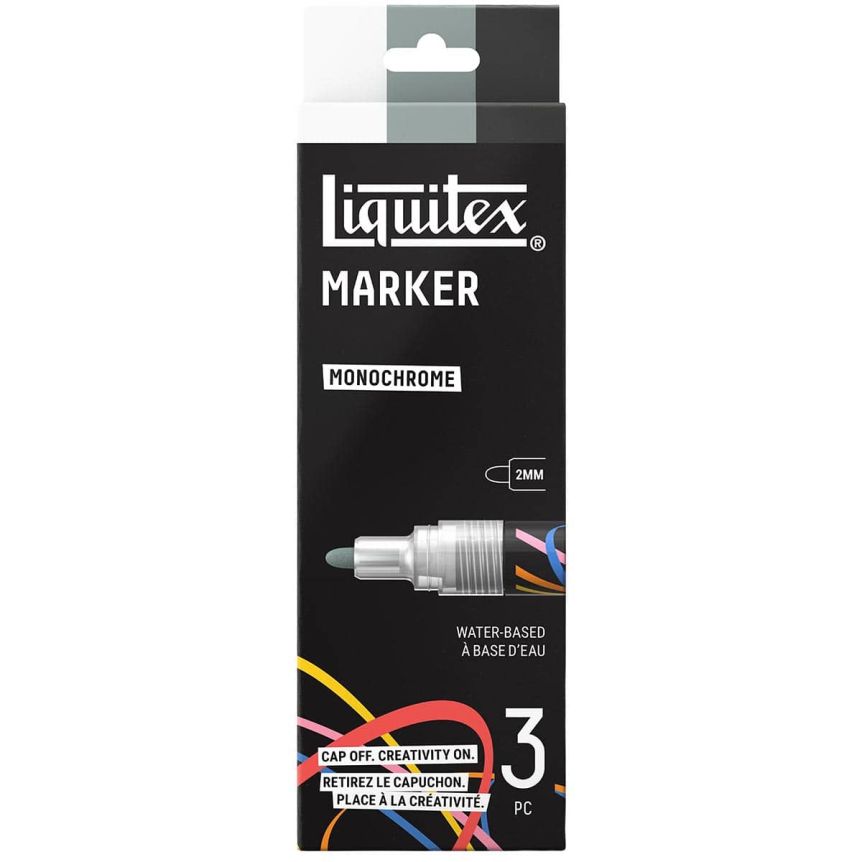 Liquitex Marker - Monochrome Set of 3, Bullet Tip, 2 mm