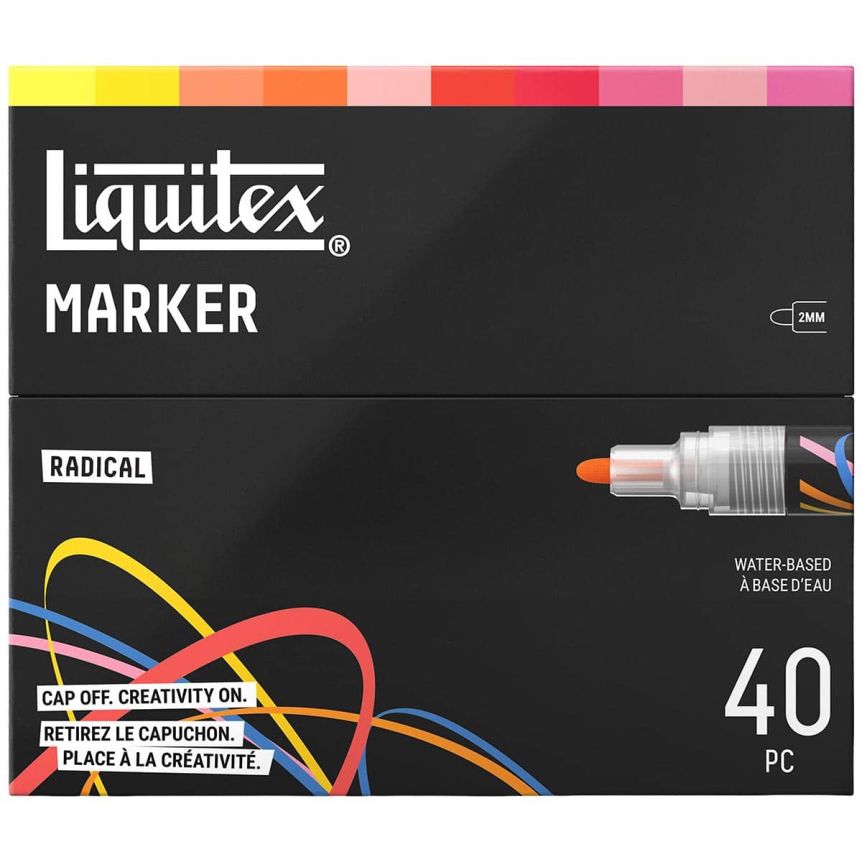 Liquitex Marker - Radical Set of 40, Bullet Tip, 2 mm