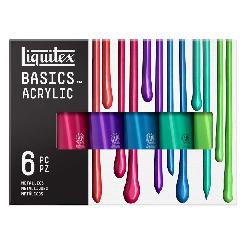 Liquitex BASICS Acrylic Metallic Set of 6, 118ml Tubes