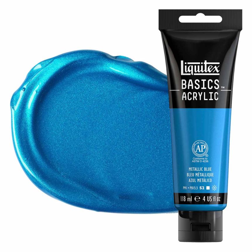 Liquitex Basics Acrylic Paint - Metallic Blue, 4oz Tube