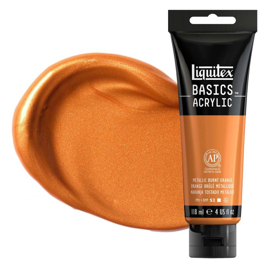 Liquitex Basics Acrylic Paint - Metallic Burnt Orange, 4oz Tube