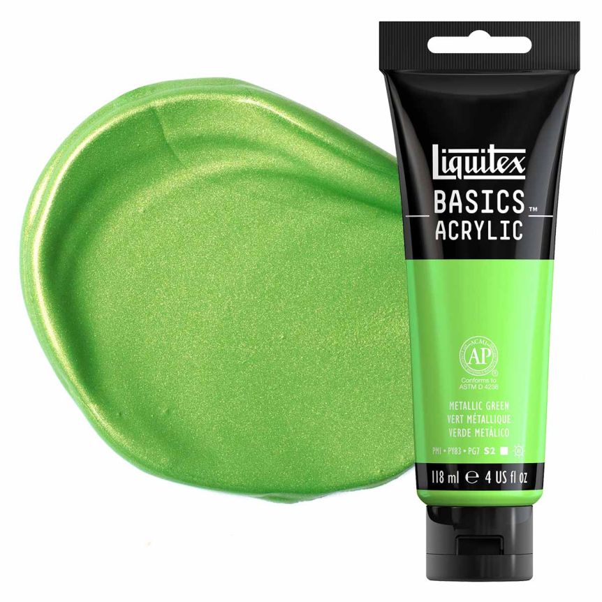 Liquitex Basics Acrylic Paint - Metallic Green, 4oz Tube