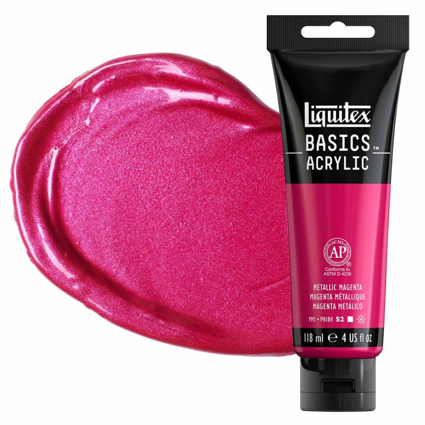 Liquitex Basics Acrylic Paint - Metallic Magenta, 4oz Tube