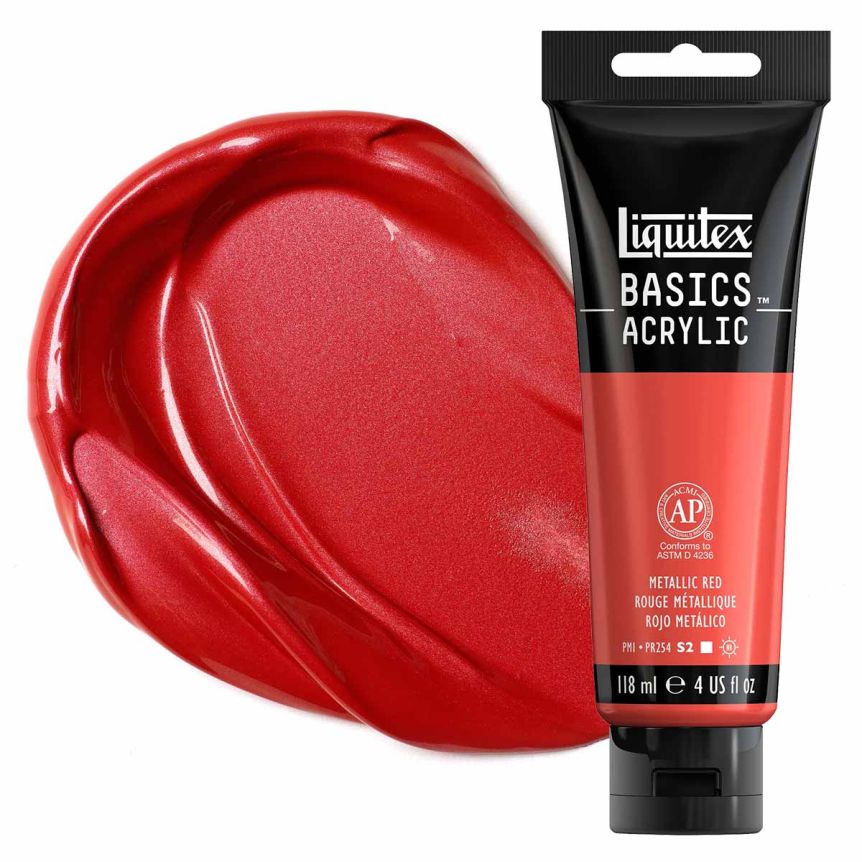 Liquitex Basics Acrylic Paint - Metallic Red, 4oz Tube