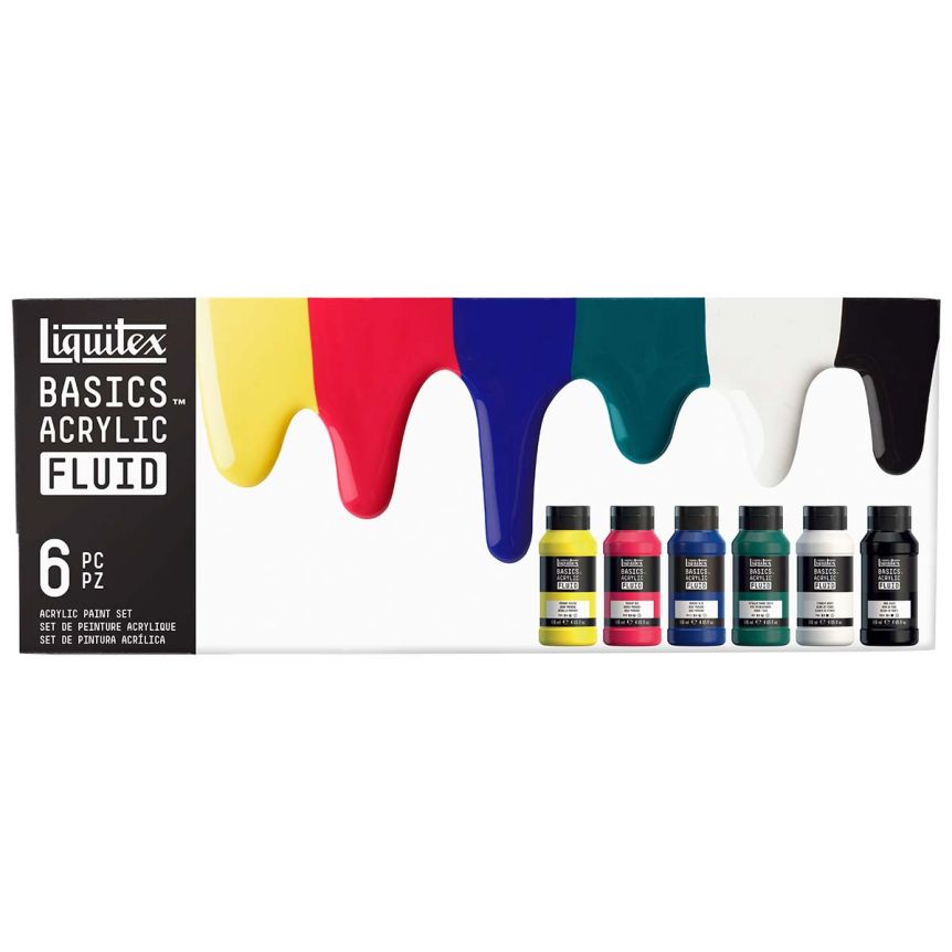 Liquitex BASICS Acrylic Fluid Set of 6, 4oz Bottles