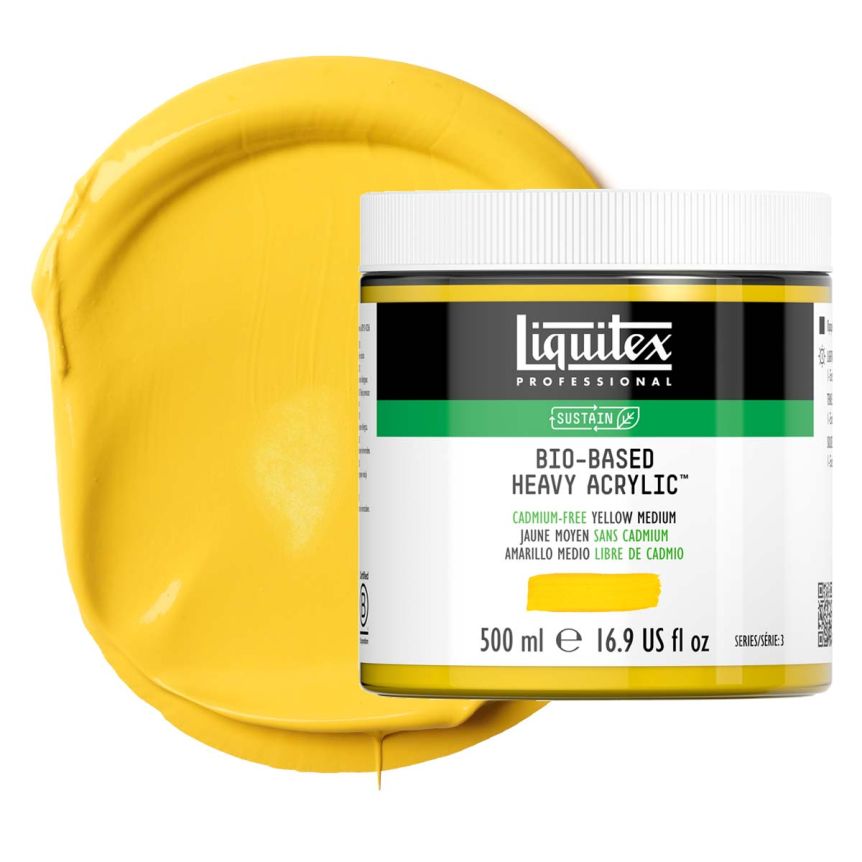 Liquitex Bio-Based Heavy Body Acrylic - Cadmium-Free Yellow Medium, 500ml Jar