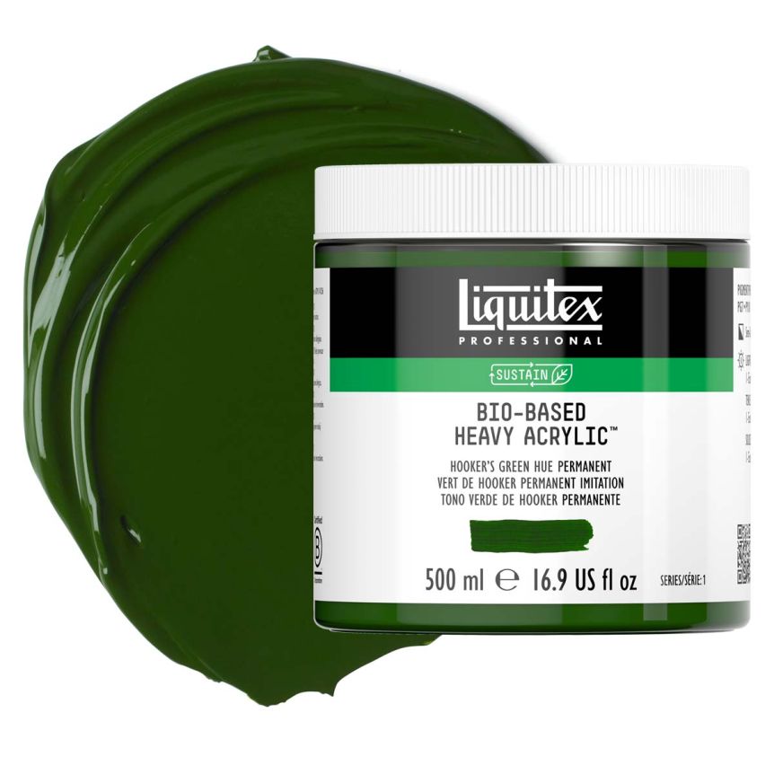 Liquitex Bio-Based Heavy Body Acrylic - Hooker's Green Hue Permanent, 500ml Jar