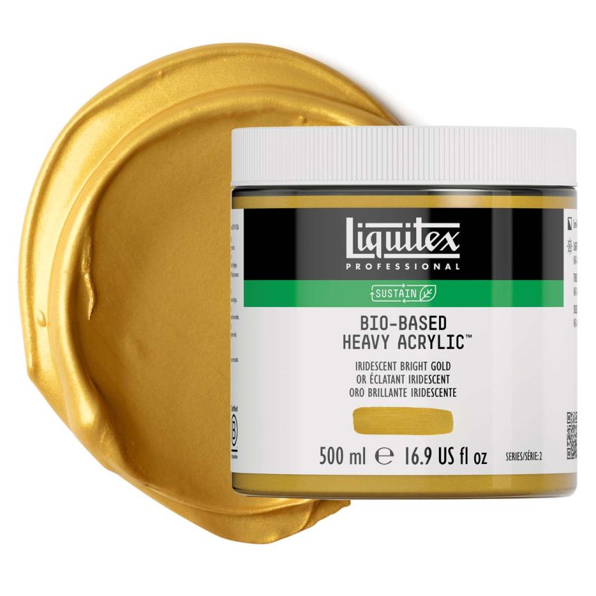 Liquitex Bio-Based Heavy Body Acrylic - Iridescent Bright Gold, 500ml Jar