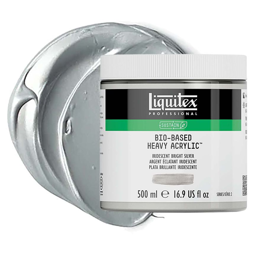 Liquitex Bio-Based Heavy Body Acrylic - Iridescent Bright Silver, 500ml Jar