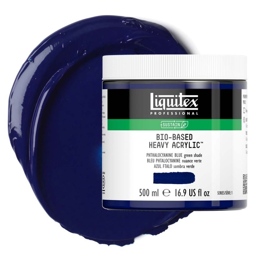 Liquitex Bio-Based Heavy Body Acrylic - Phthalo Blue (Green Shade), 500ml Jar