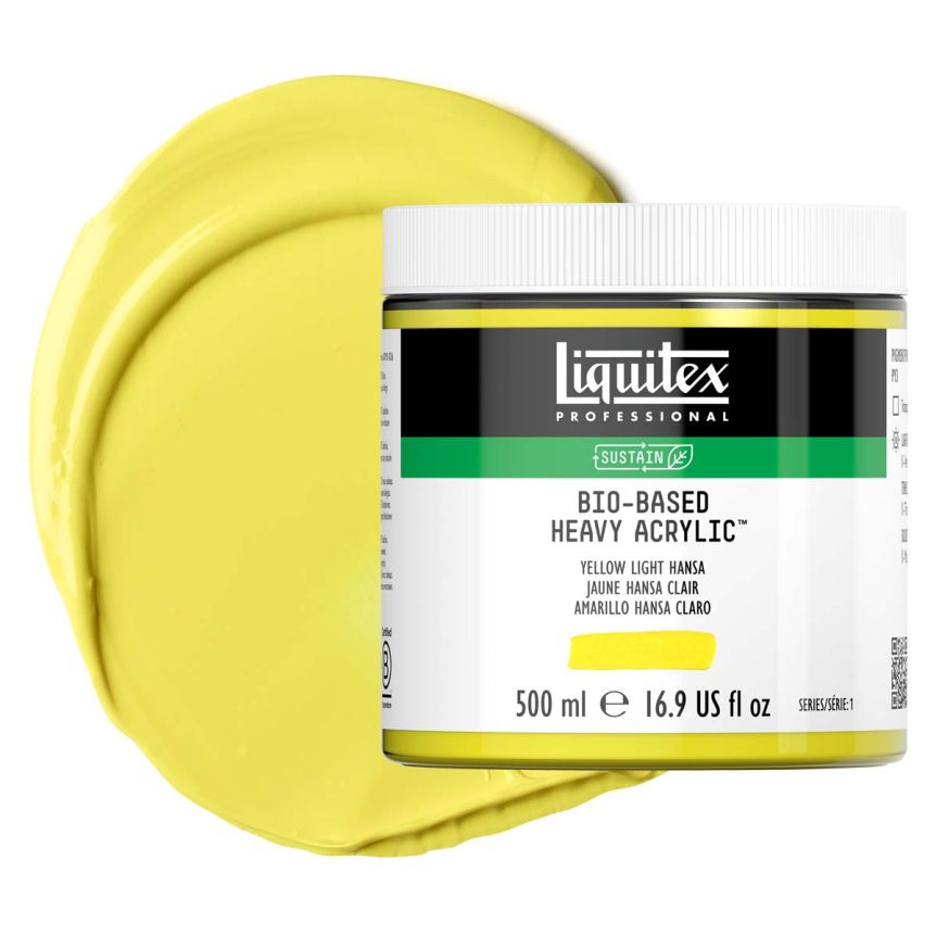 Liquitex Bio-Based Heavy Body Acrylic - Yellow Light Hansa, 500ml Jar
