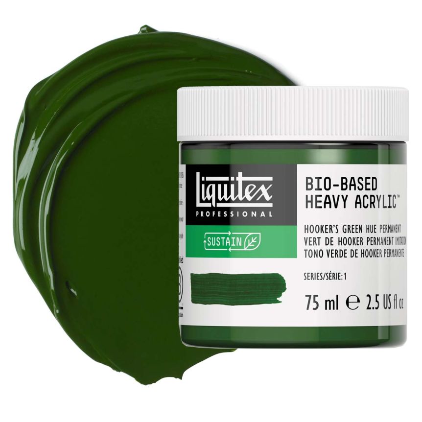 Liquitex Bio-Based Heavy Body Acrylic - Hooker's Green Hue Permanent, 75ml Jar