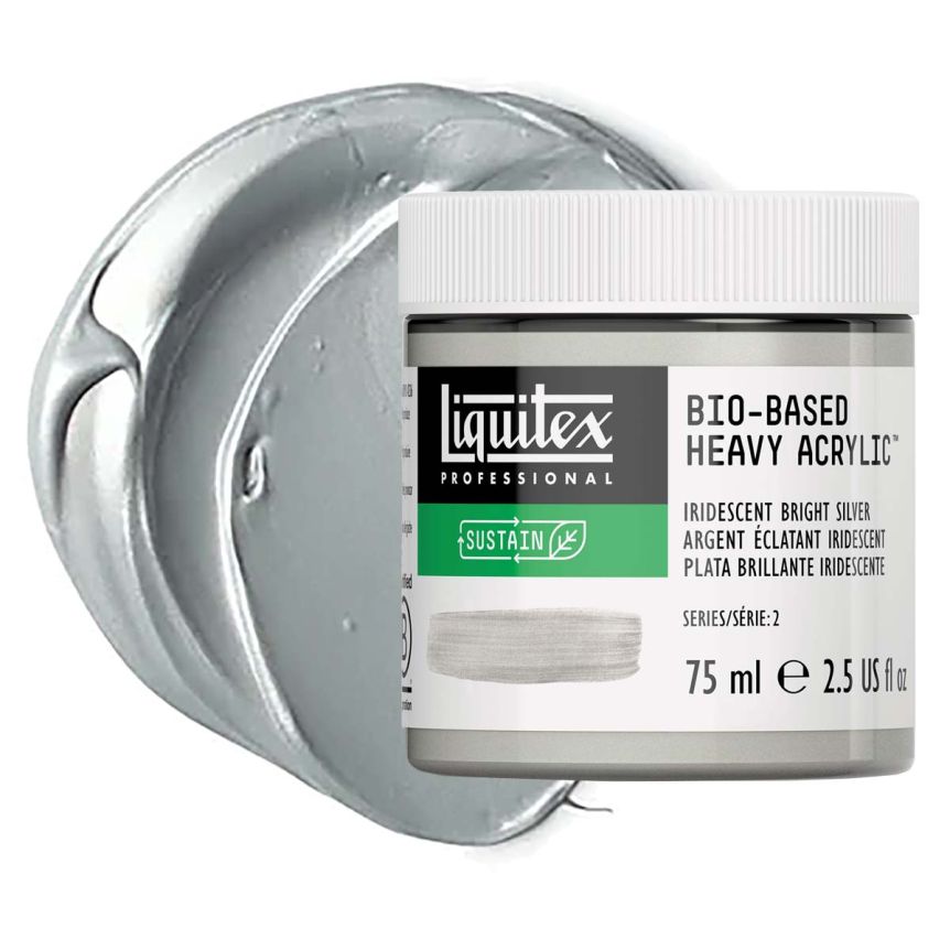 Liquitex Bio-Based Heavy Body Acrylic - Iridescent Bright Silver, 75ml Jar