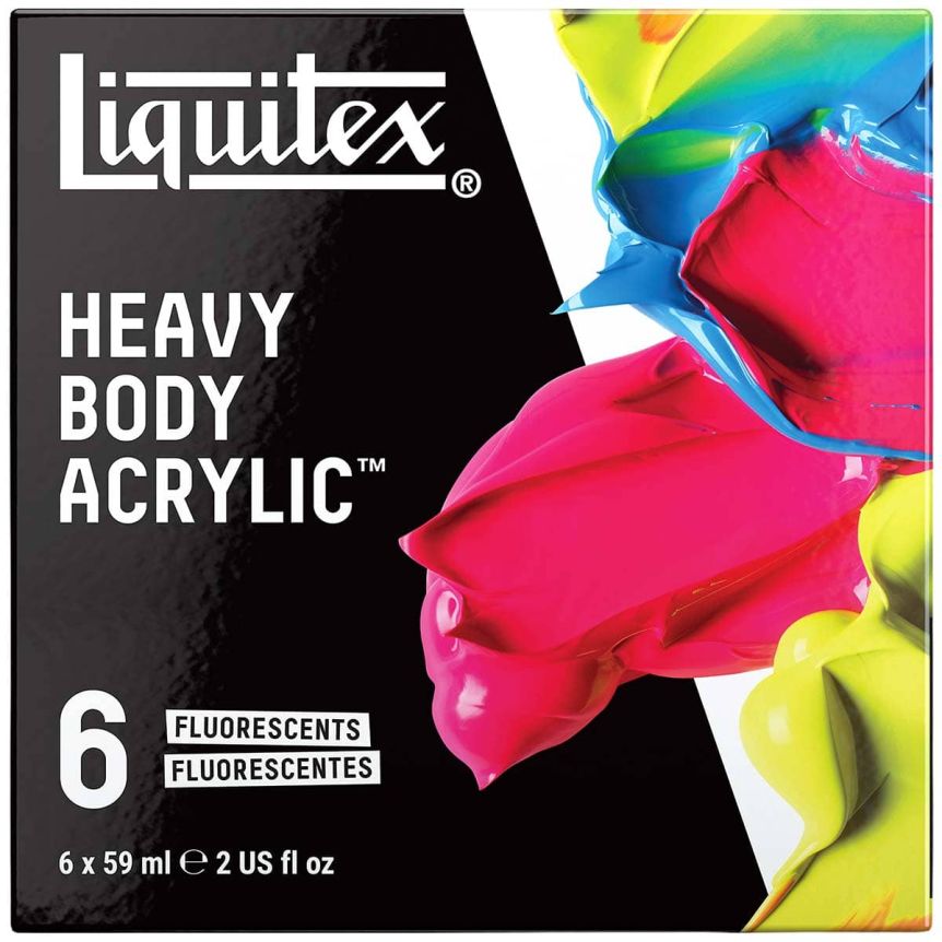Liquitex Professional Heavy Body Acrylic Fluorescent Colors Set of 6, 2oz Tubes