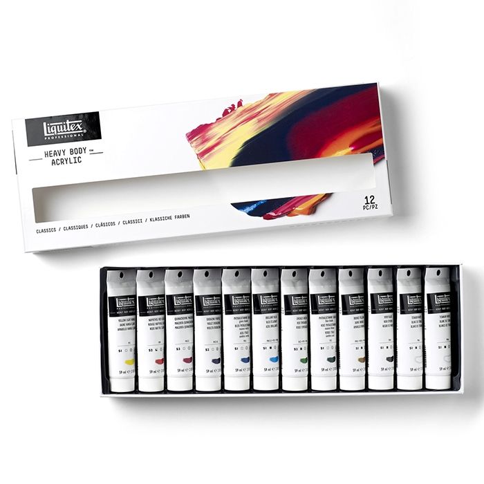 Liquitex Soft Body Artist Acrylics - Essentials Set, Set of 12 Colors, 22  ml