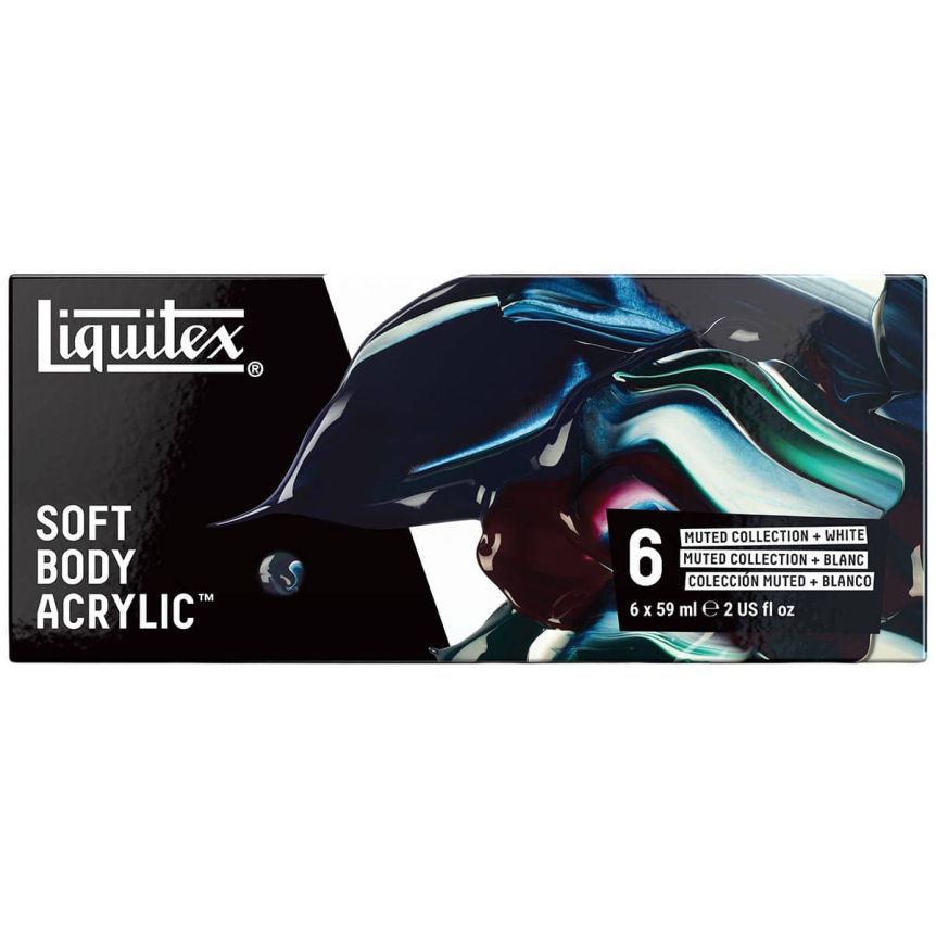Liquitex Professional Soft Body Acrylic Muted Collection + White Set of 6, 59ml Bottles