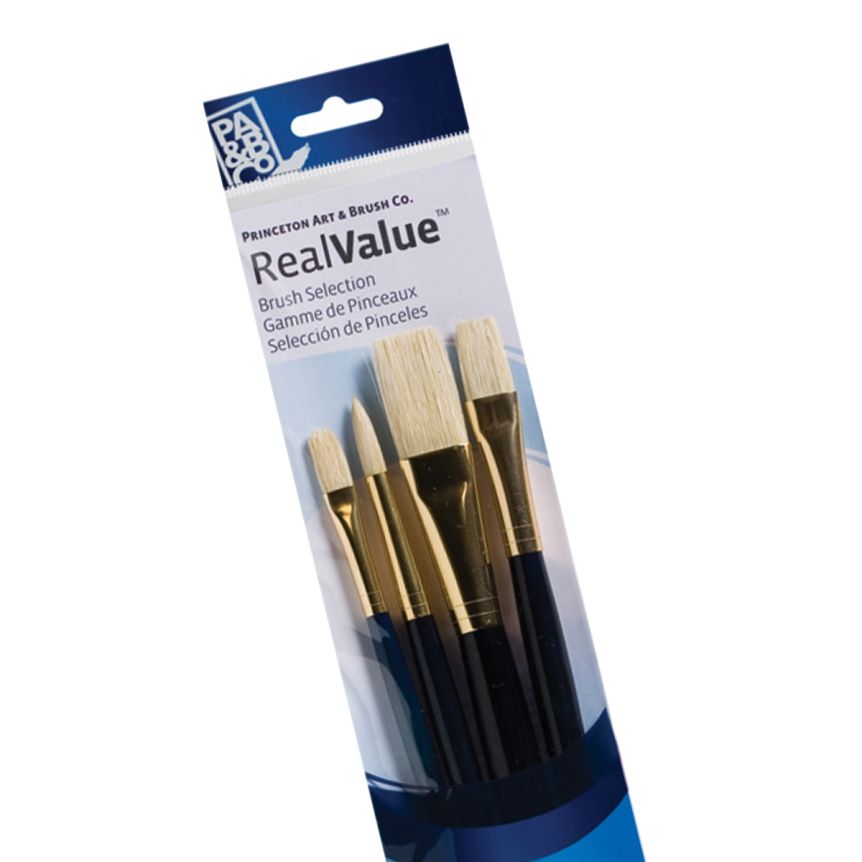 Princeton Real Value Brush Set 9131 Long Handle 4pk - Natural Bristles
