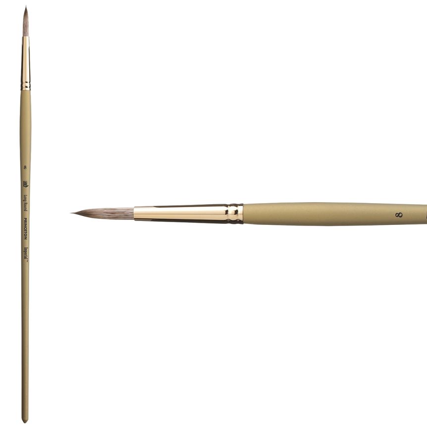 Princeton Imperial Series 6600 Synthetic Mongoose Brush - Long Round, Long Handle, Size 8