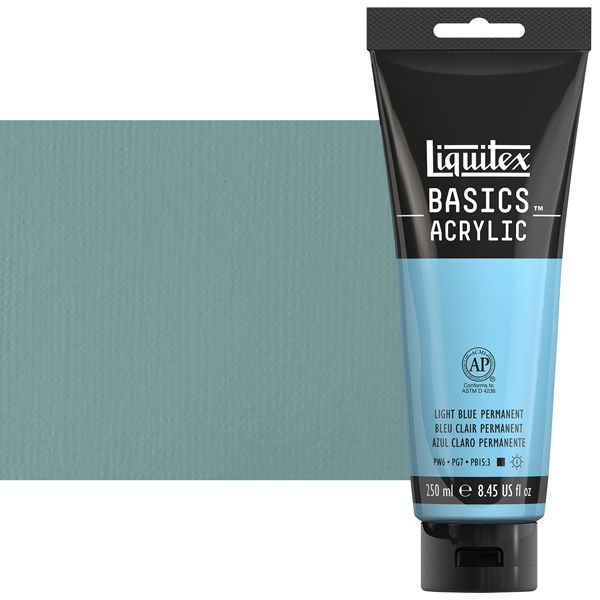Liquitex Basics Acrylic Paint Light Blue Permanent, 250ml Jar Jerry