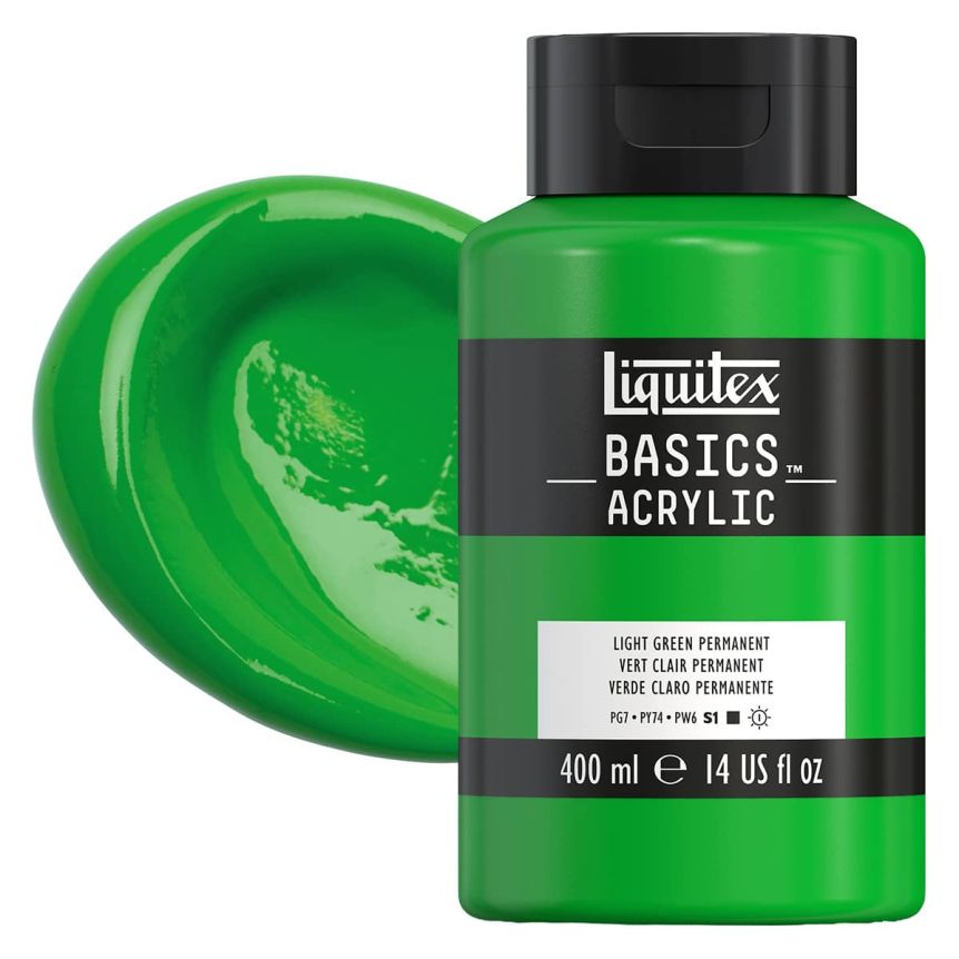 Liquitex Basics Acrylic Paint - Light Green Permanent 400ml