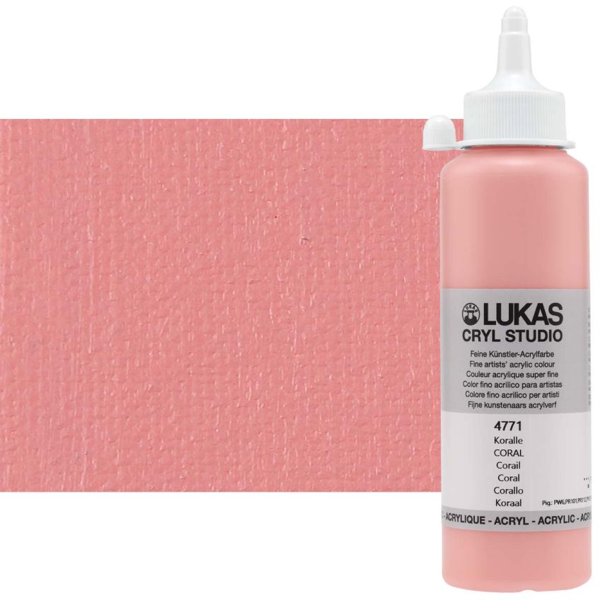 Lukas Cryl Studio Acrylic Paint - Coral, 250ml Bottle