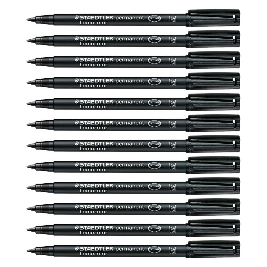 Staedtler Lumocolor Permanent Pens Medium #M317 - Black, 1.0mm (Box of 12)