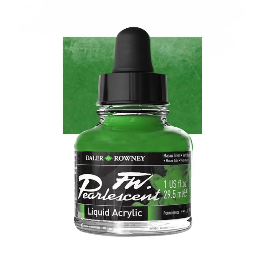 Daler-Rowney F.W. Pearlescent Acrylic Ink 1 oz Bottle - Macaw Green