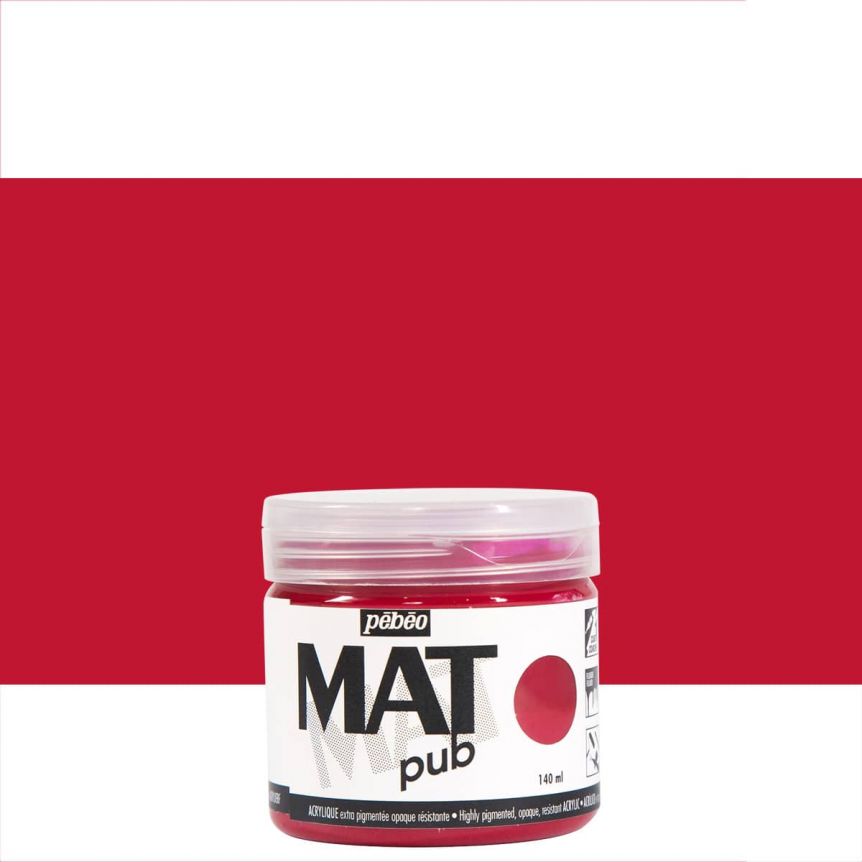 Pebeo Acrylic Mat Pub - Magenta Red, 140ml