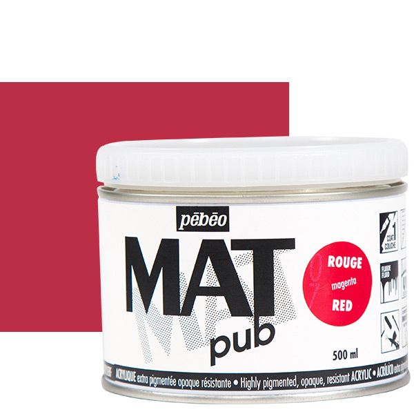 Pebeo Acrylic Mat Pub 500ml - Magenta Red